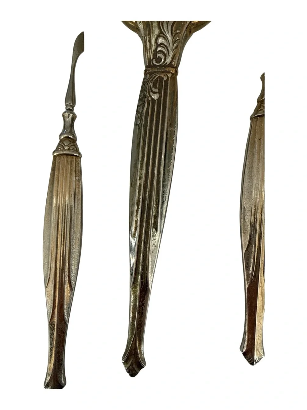 Vintage Vanity Brush Nail Tool Dresser Set Gold Floral Hollywood Regency‎